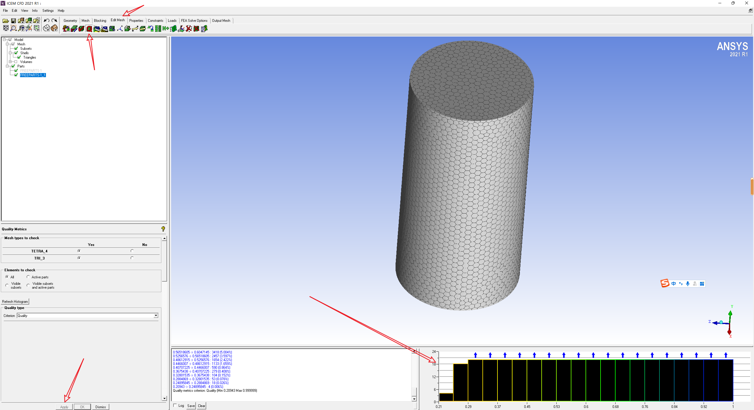 Fluent meshing中如何查看网格质量分布